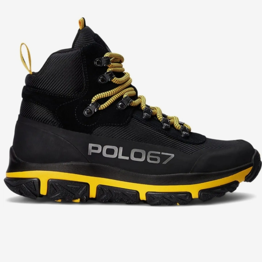 Polo by Ralph Lauren Adventure 300 Mid Black and Yellow Fin Sneaker Boot